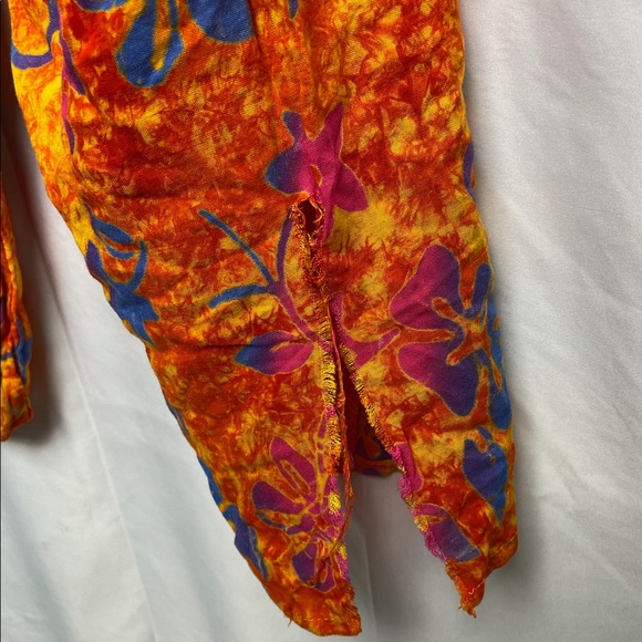 Floral Hawaiian tropical vintage tie dye parachute pants - Picture 6 of 6